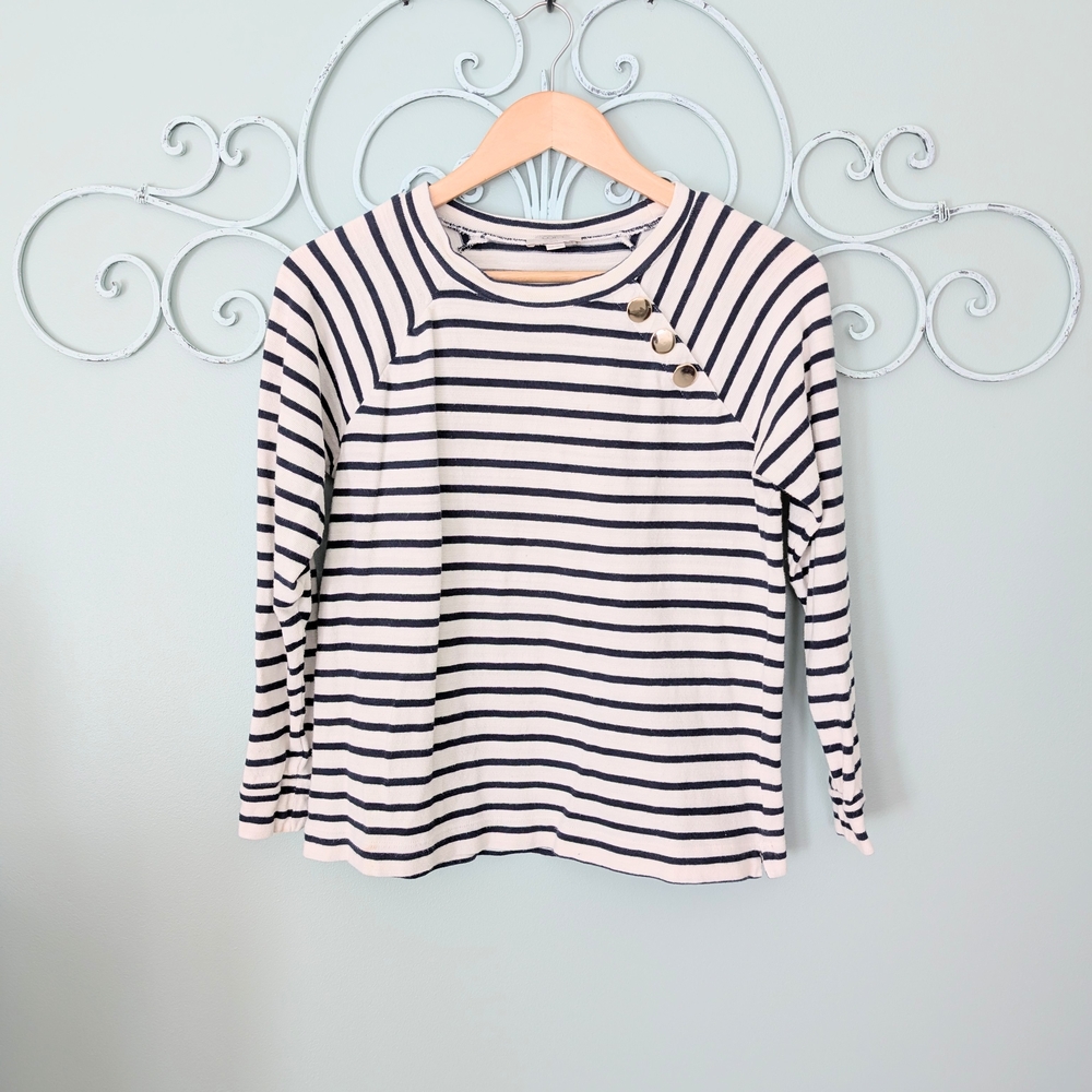 Striped Long Sleeve Top with Button Detail
